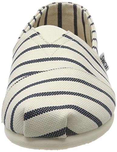 TOMS Men's Alpargata Cotton/Poly Espadrille, Size: 11 D(M) US, Color: White/Navy Riviera Stripe
