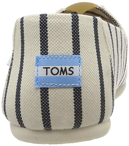TOMS Men's Alpargata Cotton/Poly Espadrille, Size: 11 D(M) US, Color: White/Navy Riviera Stripe