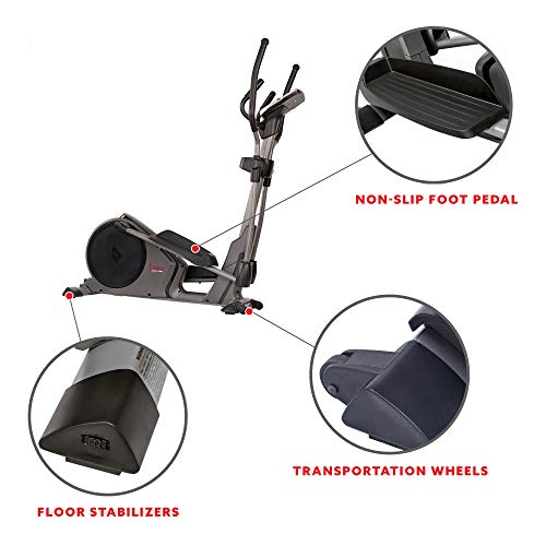 Sunny Health & Fitness Magnetic Elliptical Trainer Machine w/Tablet Holder, Programmable Monitor and Heart Rate Monitoring, 330 LB Max Weight - SF-E3912