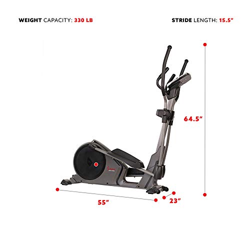 Sunny Health & Fitness Magnetic Elliptical Trainer Machine w/Tablet Holder, Programmable Monitor and Heart Rate Monitoring, 330 LB Max Weight - SF-E3912