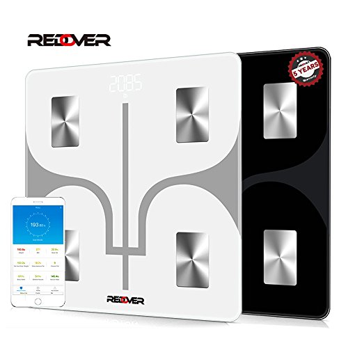 REDOVER-Bluetooth Body Fat Scale with Free IOS and Android App, Smart Wireless Digital Bathroom Scale, Body Composition Analyzer for Body Weight, Body Fat, Water, Muscle Mass, BMI, BMR and more, 400lb