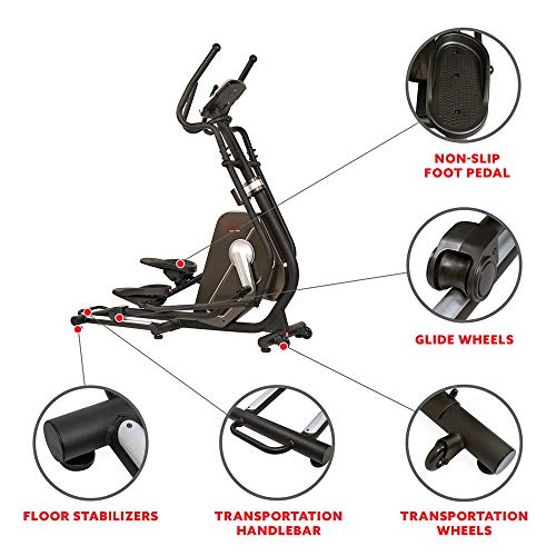 Sunny Health & Fitness Magnetic Elliptical Trainer Machine w/Tablet Holder, LCD Monitor, 265 LB Max Weight and Pulse Monitoring - Circuit Zone