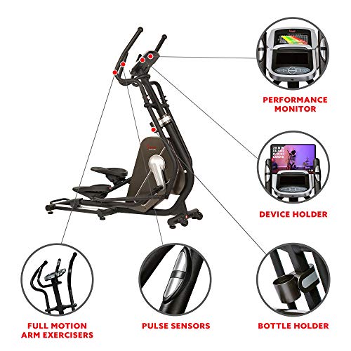 Sunny Health & Fitness Magnetic Elliptical Trainer Machine w/Tablet Holder, LCD Monitor, 265 LB Max Weight and Pulse Monitoring - Circuit Zone