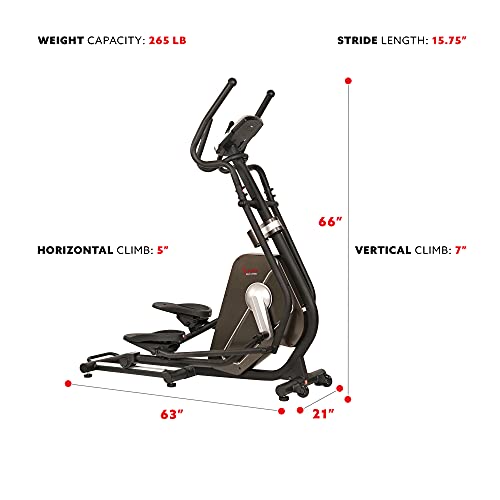 Sunny Health & Fitness Magnetic Elliptical Trainer Machine w/Tablet Holder, LCD Monitor, 265 LB Max Weight and Pulse Monitoring - Circuit Zone