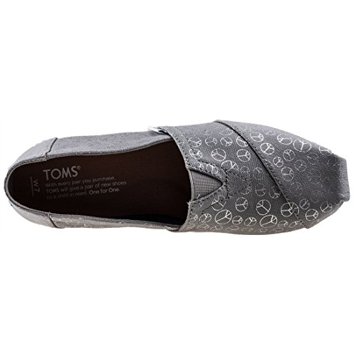TOMS Women's Drizzle Grey Foil Peace Sign 10010795 (Size: 7)