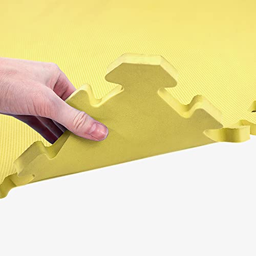 IncStores 5/8 Inch Thick Premium Soft Foam Flooring Tiles | High-Density Interlocking Foam Tiles for Vibrant Floor Protection in Your Home Gym, Playroom, and More | Canary, 25 Pack
