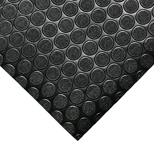 Rubber-Cal Coin-Grip Flooring and Rolling Mat, Black, 2mm x 4 x 5-Feet