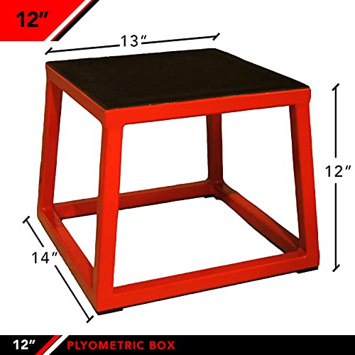 JFIT Plyometric Jump Box - 12", Red/Black