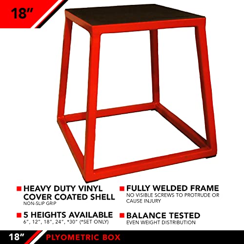 JFIT Plyometric Jump Box - 18", Red/Black
