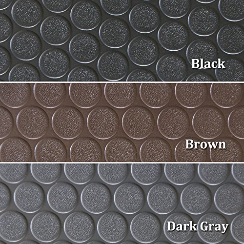 Rubber-Cal Coin-Grip Flooring and Rolling Mat, Black, 2mm x 4 x 5-Feet