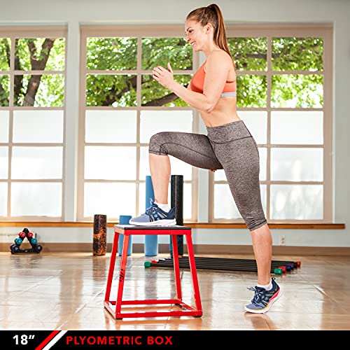 JFIT Plyometric Jump Box - 18", Red/Black