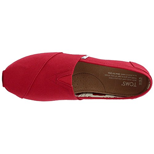 TOMS Women's Classic Core Alpargata Slip-On, Red Canvas, 6