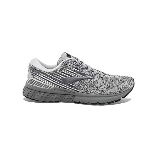Brooks Mens Adrenaline GTS 19 Running Shoe - Grey/White/Ebony - D - 14.0