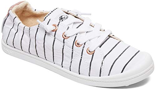 Roxy Women's Bayshore Slip on Sneaker Shoe, White/Stripe, 8