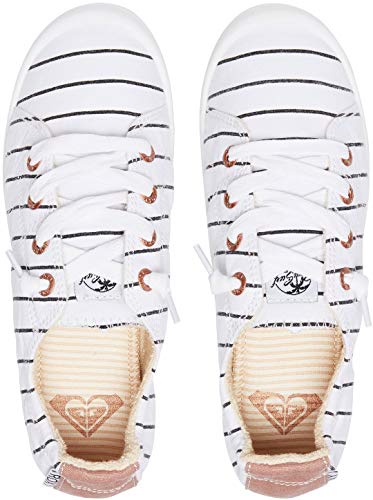 Roxy Women's Bayshore Slip on Sneaker Shoe, White/Stripe, 8