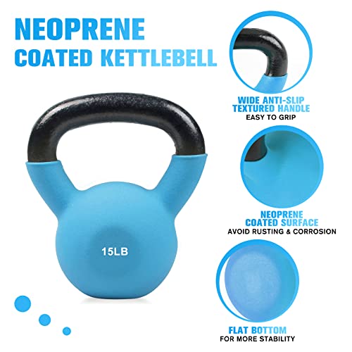 RitFit Neoprene Coated Solid Cast Iron Kettlebell - Great for Full Body Workout, Cross-Training, Weight Loss & Strength Training (5/10/15/20/25/30/35/40/45/50 LB)