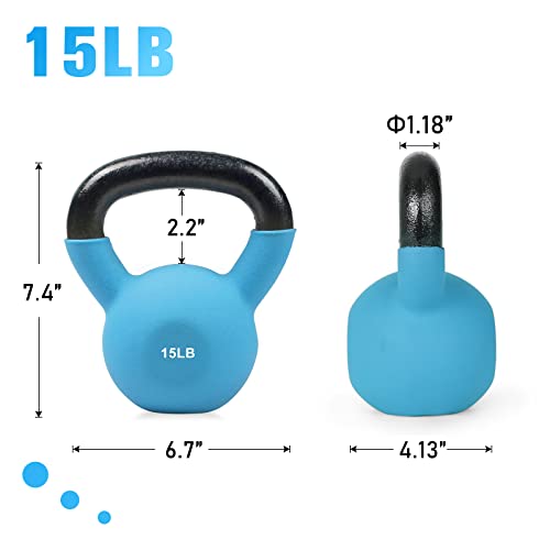 RitFit Neoprene Coated Solid Cast Iron Kettlebell - Great for Full Body Workout, Cross-Training, Weight Loss & Strength Training (5/10/15/20/25/30/35/40/45/50 LB)