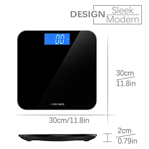 Innotech Digital Bathroom Scale with Easy-to-Read Backlit LCD (Black)