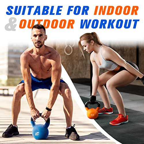 RitFit Neoprene Coated Solid Cast Iron Kettlebell - Great for Full Body Workout, Cross-Training, Weight Loss & Strength Training (5/10/15/20/25/30/35/40/45/50 LB) (35LB(Blue))