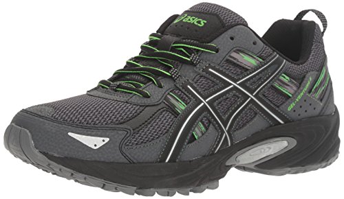 ASICS Men's Gel-Venture 5 Trail Runner, Carbon/Silver/Green Gecko, 7.5 M US