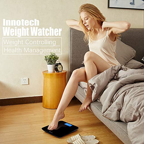 Innotech Digital Bathroom Scale with Easy-to-Read Backlit LCD (Black)