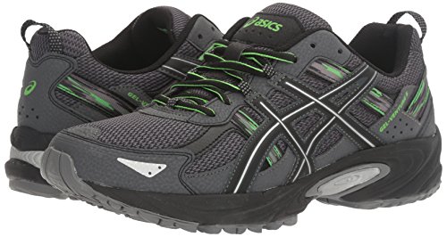 ASICS Men's Gel-Venture 5 Trail Runner, Carbon/Silver/Green Gecko, 7.5 M US
