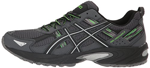 ASICS Men's Gel-Venture 5 Trail Runner, Carbon/Silver/Green Gecko, 7.5 M US