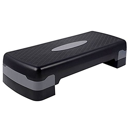 KLB Sport 27" Adjustable Exercise Equipment Step Platform for Sports & Fitness (Black & Grey)
