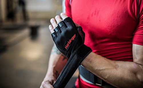Harbinger Pro Wristwrap Weightlifting Gloves with Vented Cushioned Leather Palm (Pair)