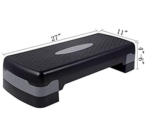 KLB Sport 27" Adjustable Exercise Equipment Step Platform for Sports & Fitness (Black & Grey)