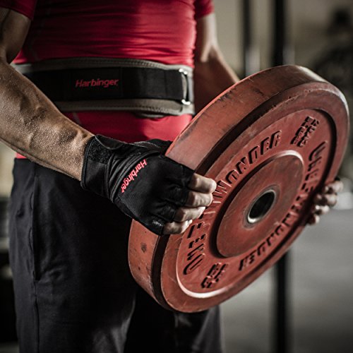 Harbinger Pro Wristwrap Weightlifting Gloves with Vented Cushioned Leather Palm (Pair)