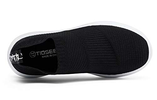 konhill Women's Athletic Walking Shoes - Comfortable Casual Work Gym Slip On Sneakers 8 US Black, 39