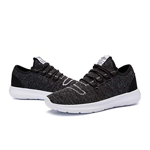 KEEZMZ Men's Running Shoes Fashion Breathable Sneakers Mesh Soft Sole Casual Athletic Lightweight Black-42