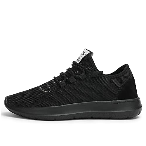 KEEZMZ Men's Running Shoes Fashion Breathable Sneakers Mesh Soft Sole Casual Athletic Lightweight All Black-44