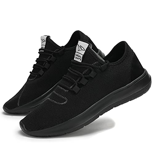 KEEZMZ Men's Running Shoes Fashion Breathable Sneakers Mesh Soft Sole Casual Athletic Lightweight All Black-44