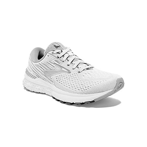 Brooks Womens Adrenaline GTS 19 Running Shoe - White/White/Grey - B - 10.0