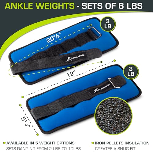 ProsourceFit Ankle Wrist Weights 3 lb. - Blue (ps-1234-aw-blue)
