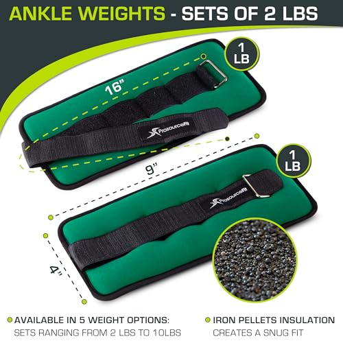 ProsourceFit Ankle Wrist Weights 1 lb. - Green (ps-1230-aw-green)