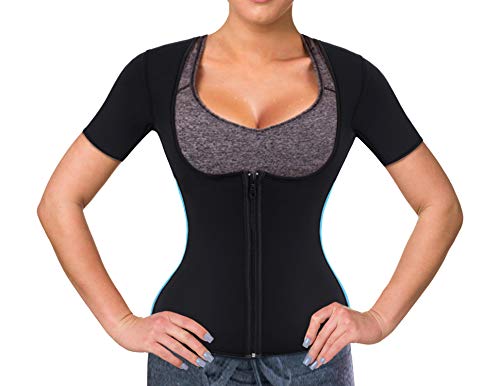 Women Sauna Suit Waist Trainer Neoprene Shirt for Sport Workout Corset Hot Body Shaper Top (3XL, Black Sauna Sweat Shirt)