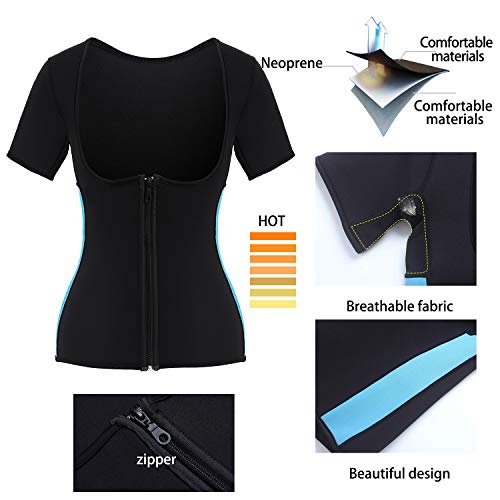 Women Sauna Suit Waist Trainer Neoprene Shirt for Sport Workout Corset Hot Body Shaper Top (3XL, Black Sauna Sweat Shirt)