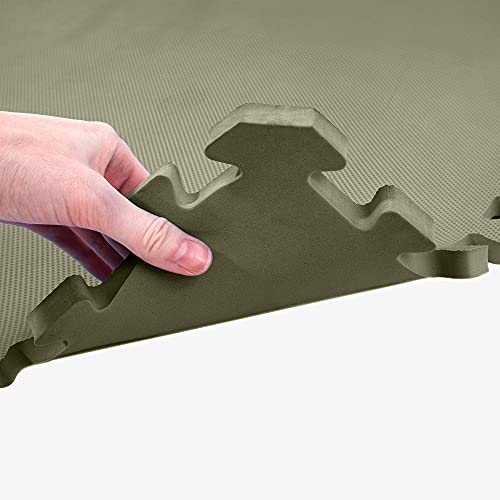 IncStores 5/8 Inch Thick Premium Soft Foam Flooring Tiles | High-Density Interlocking Foam Tiles for Vibrant Floor Protection in Your Home Gym, Playroom, and More | Olive, 25 Pack