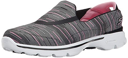 Skechers Performance Women's Go Walk 3 Slip-On Walking Shoe, Black/Pink, 8.5 M US