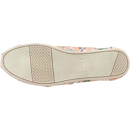 TOMS Coral Pink Kissing Birds Women's Classics (Size: 8.5)