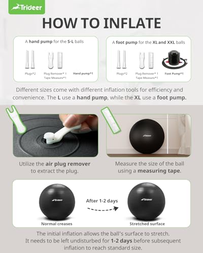 Trideer Ball Chair Yoga Ball Chair Exercise Ball Chair with Base for Home Office Desk, Stability Ball & Balance Ball Seat to Relieve Back Pain, Home Gym Workout Ball for Abs, Pregnancy Ball with Pump