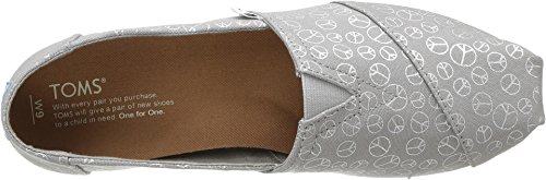 TOMS Women's Drizzle Grey Foil Peace Sign 10010795 (Size: 6.5)