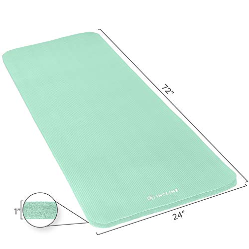 Incline Fit Exercise Mat Ananda 1" Extra Thick Exercise Mat with Strap - Non Slip Workout Mat for Yoga, Pilates, Stretching, Meditation, Floor & Fitness Exercises