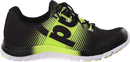 Reebok Men's Zpump Fusion Running Shoe, Black/Solar Yellow/White, 11 M US