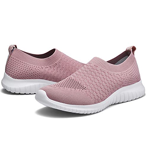 konhill Women's Walking Tennis Shoes - Lightweight Athletic Casual Gym Slip on Sneakers 13 US Mauve