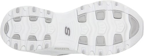 Skechers Sport Women's D'Lites Lace-Up Sneaker, White/Silver, 10 M US