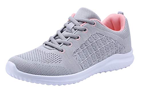 YILAN Women's Fashion Sneakers Breathable Sport Shoes (8.5, New Grey-5)
